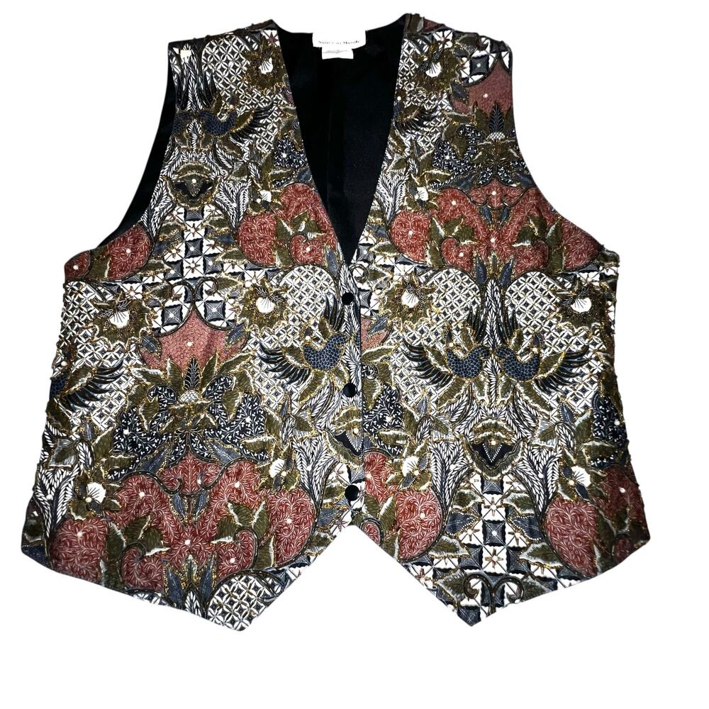 Vintage Floral Beaded Indonesia Vest Size M
Black Birds Bohemian 90s Boho